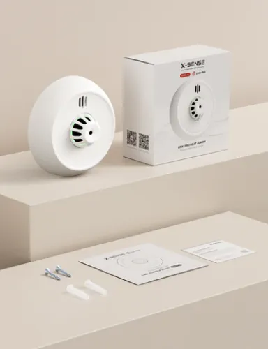 X-Sense funkvernetzter Hitzemelder mit versiegelter 10-Jahres-Batterie, Wärmemelder kompatibel mit Basisstation, XH02-M, 1-Pack weiß